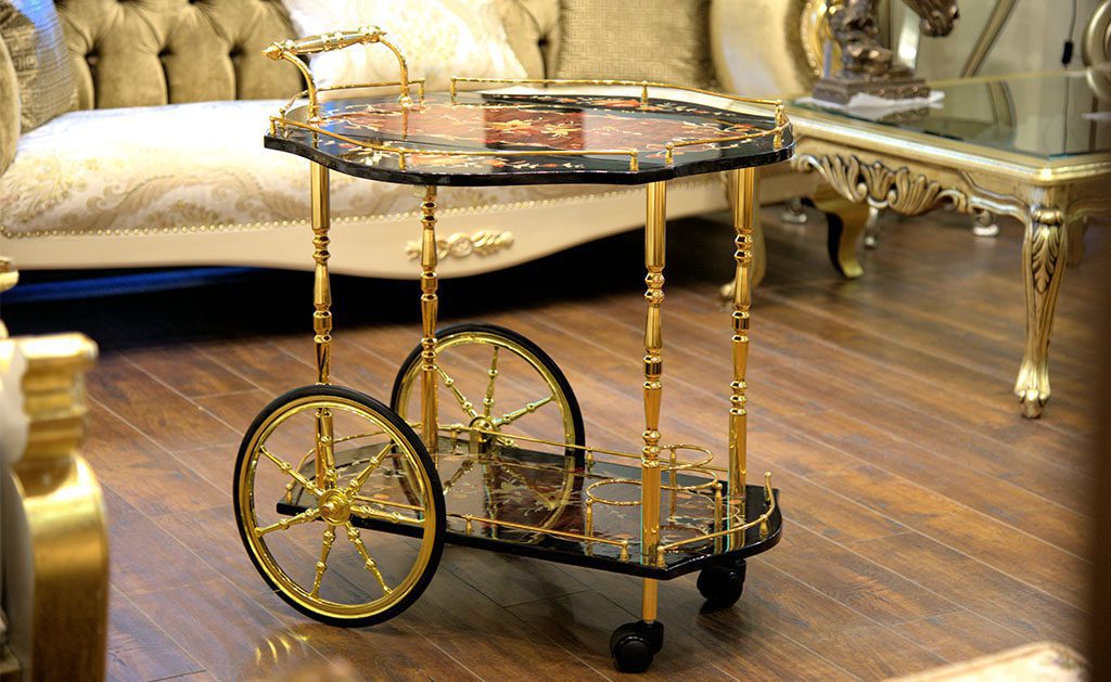 Tea Trolley – Golden & Black Polish